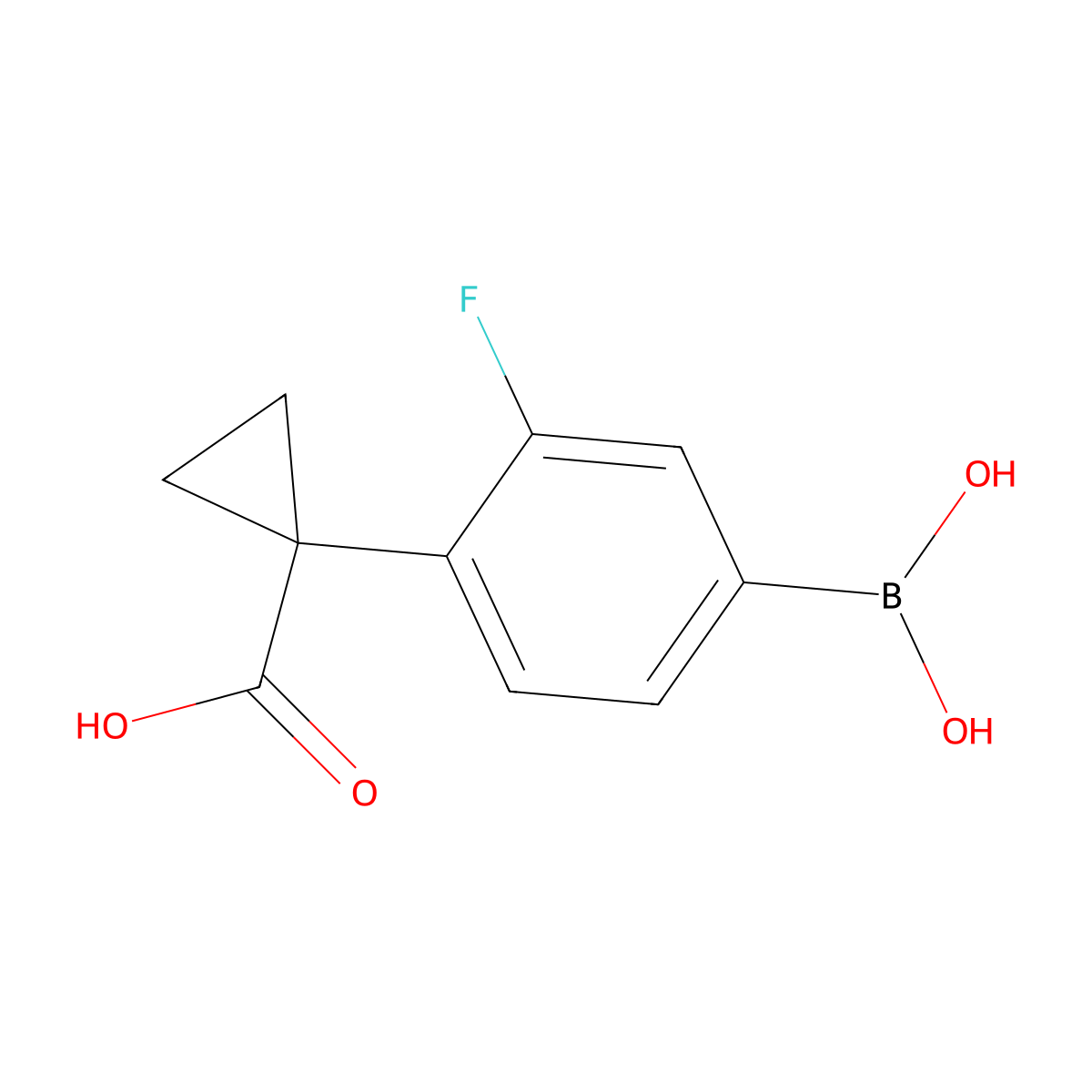 1-(4-Borono-2-fluorophenyl)cyclopropane-1-carboxylic acid molecular structure, CAS 1628507-86-7