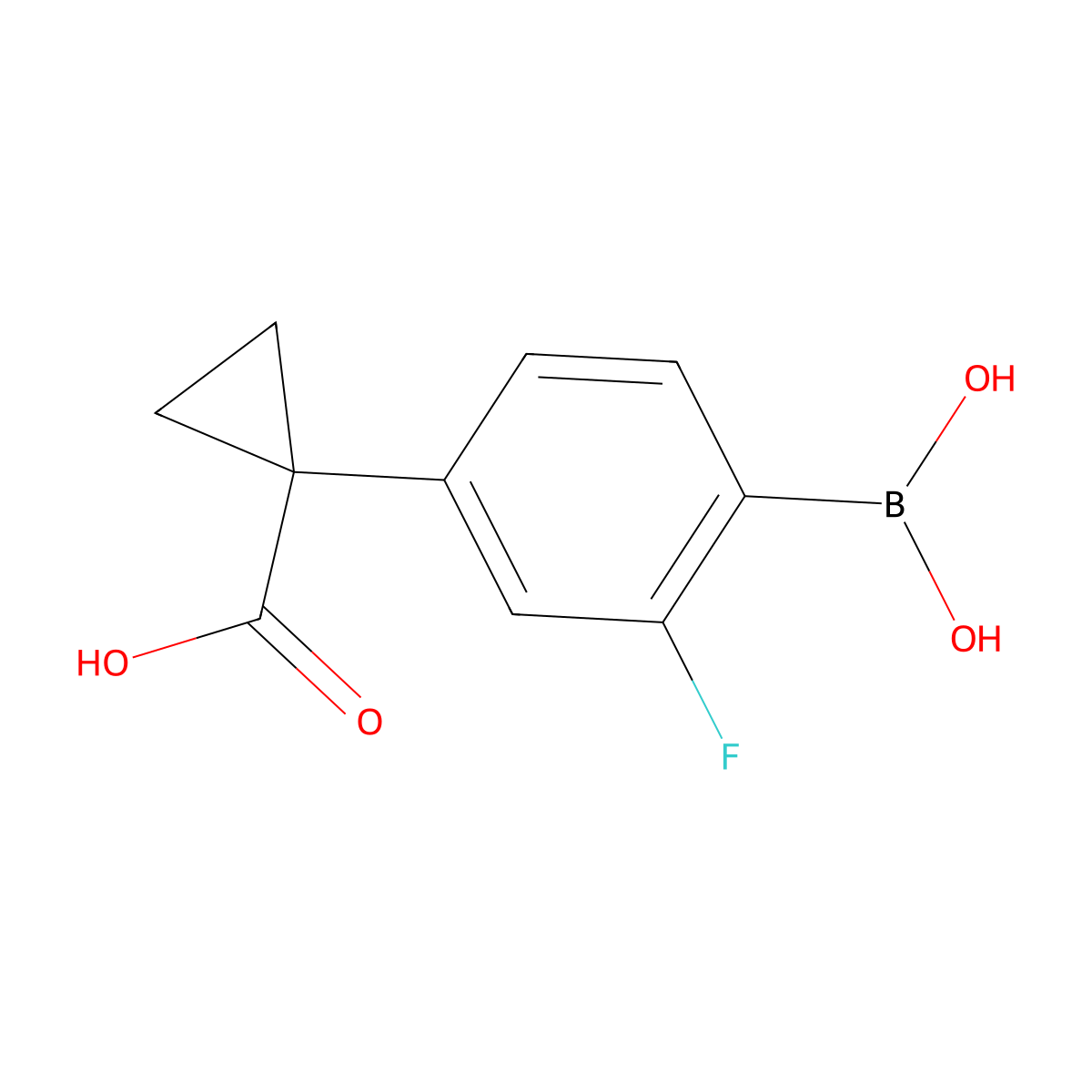 1-[4-(Dihydroxyboranyl)-3-fluorophenyl]cyclopropane-1-carboxylic acid molecular structure, CAS 1628507-87-8