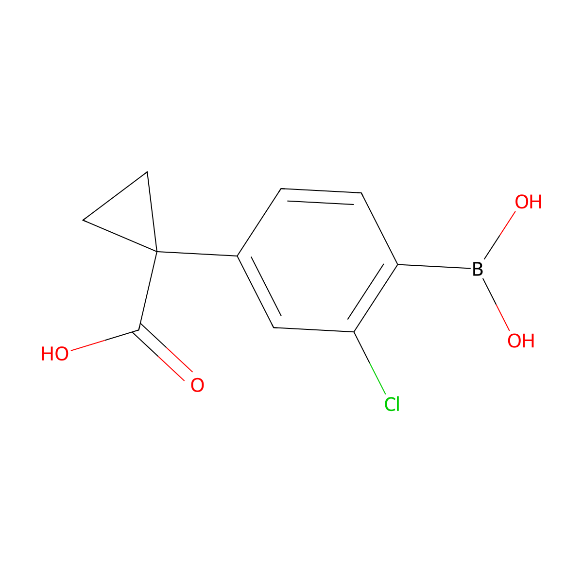 1-[3-Chloro-4-(dihydroxyboranyl)phenyl]cyclopropane-1-carboxylic acid molecular structure, CAS 1628507-88-9