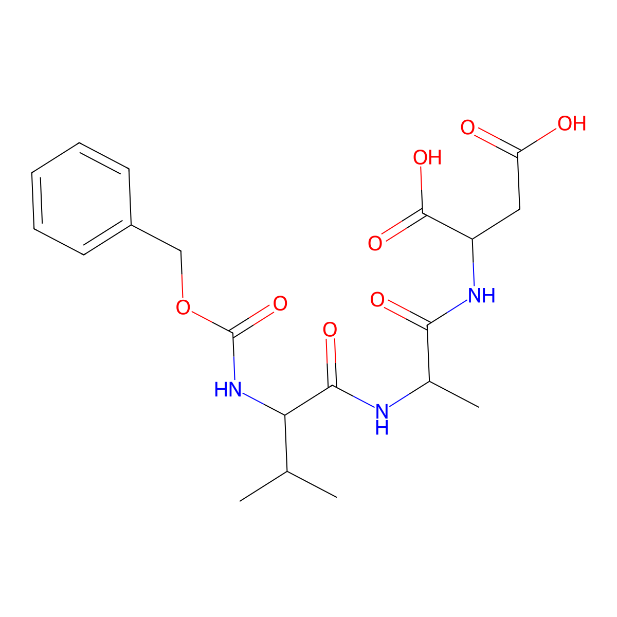 Benzyloxycarbonyl-valyl-alanyl-aspartic acid molecular structure, CAS 162852-62-2