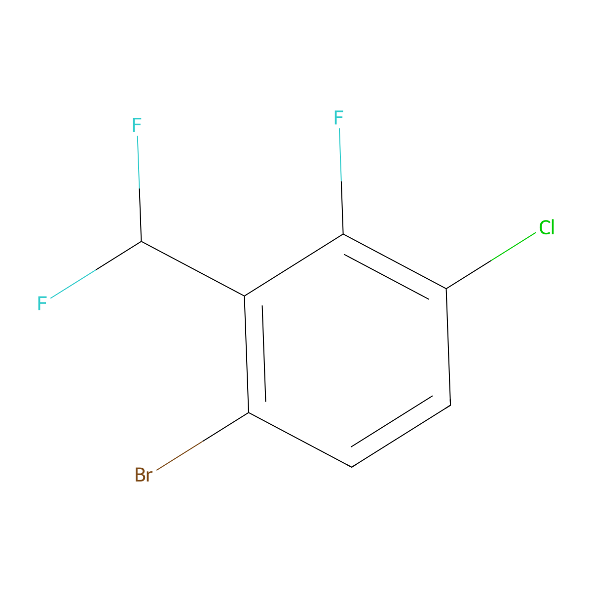 1-Bromo-4-chloro-2-(difluoromethyl)-3-fluorobenzene molecular structure, CAS 1628524-81-1