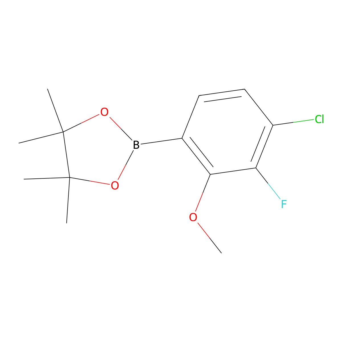 4-Chloro-3-fluoro-2-methoxyphenylboronic acid pinacol ester molecular structure, CAS 1628524-83-3