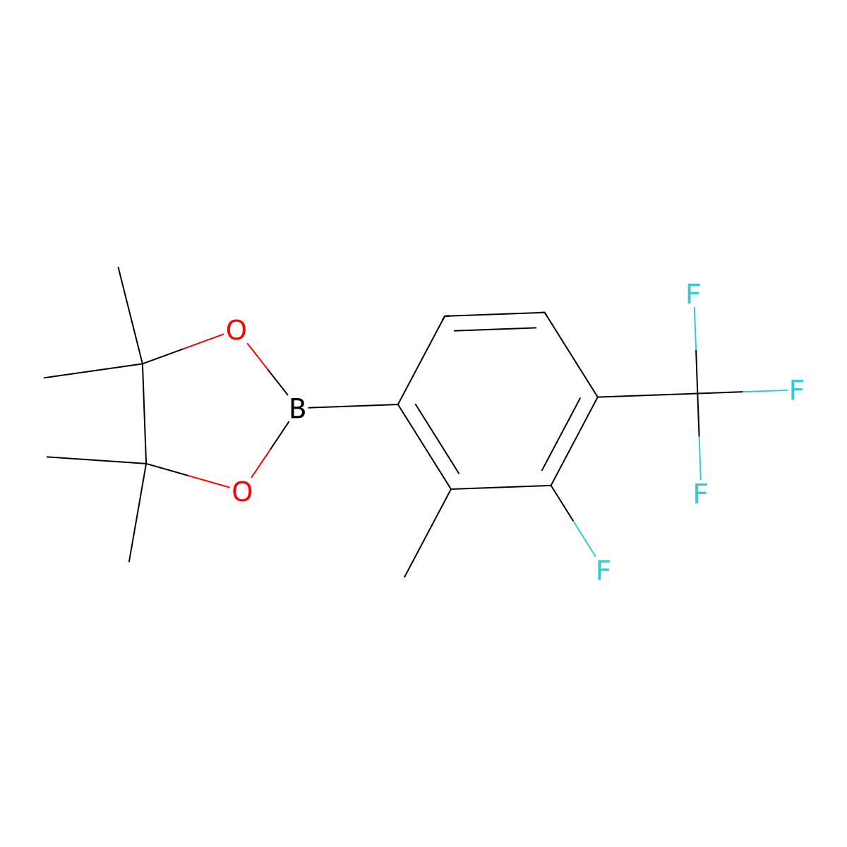 2-[3-Fluoro-2-methyl-4-(trifluoromethyl)phenyl]-4,4,5,5-tetramethyl-1,3,2-dioxaborolane molecular structure, CAS 1628524-88-8