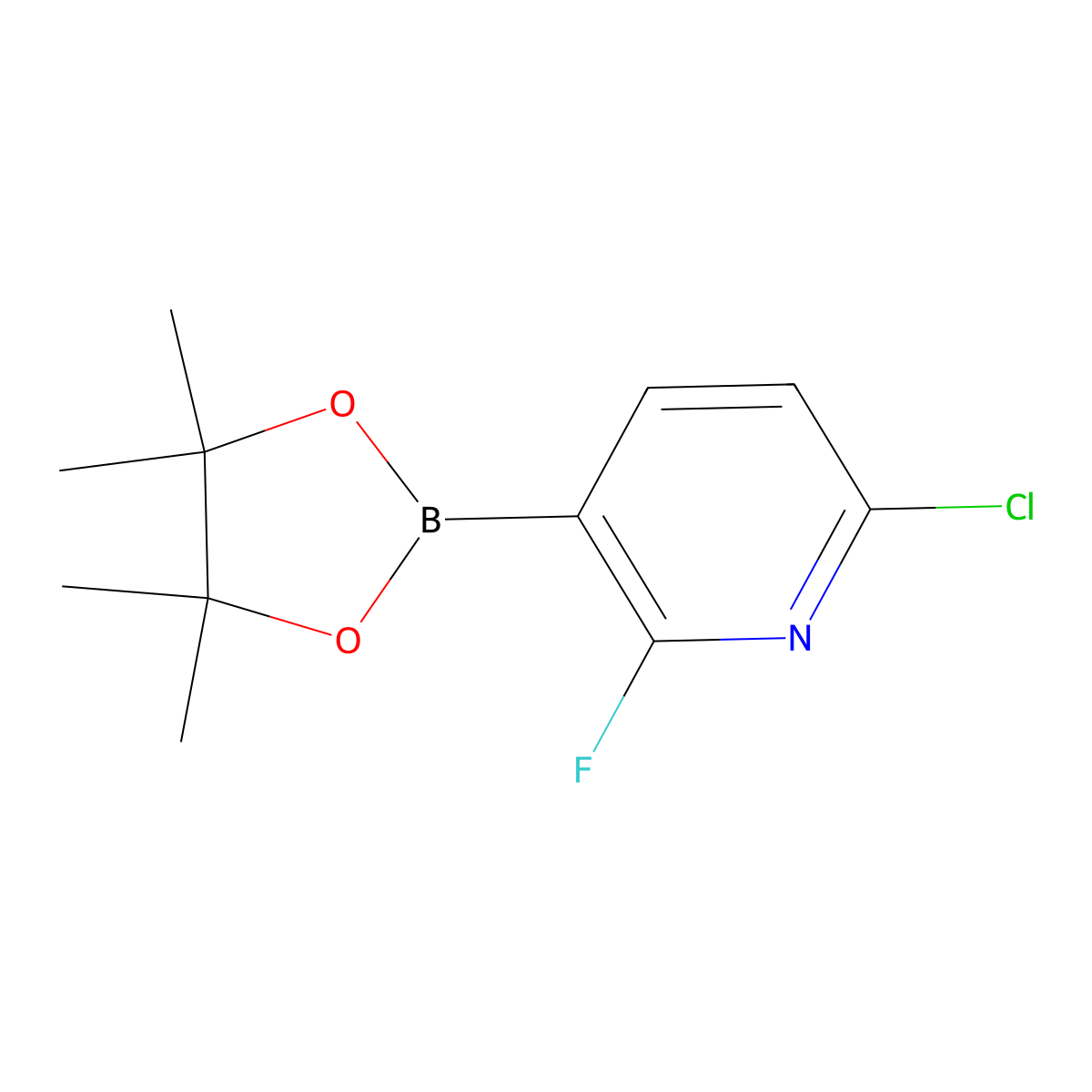 6-Chloro-2-fluoro-3-(4,4,5,5-tetramethyl-1,3,2-dioxaborolan-2-yl)pyridine molecular structure, CAS 1628524-89-9