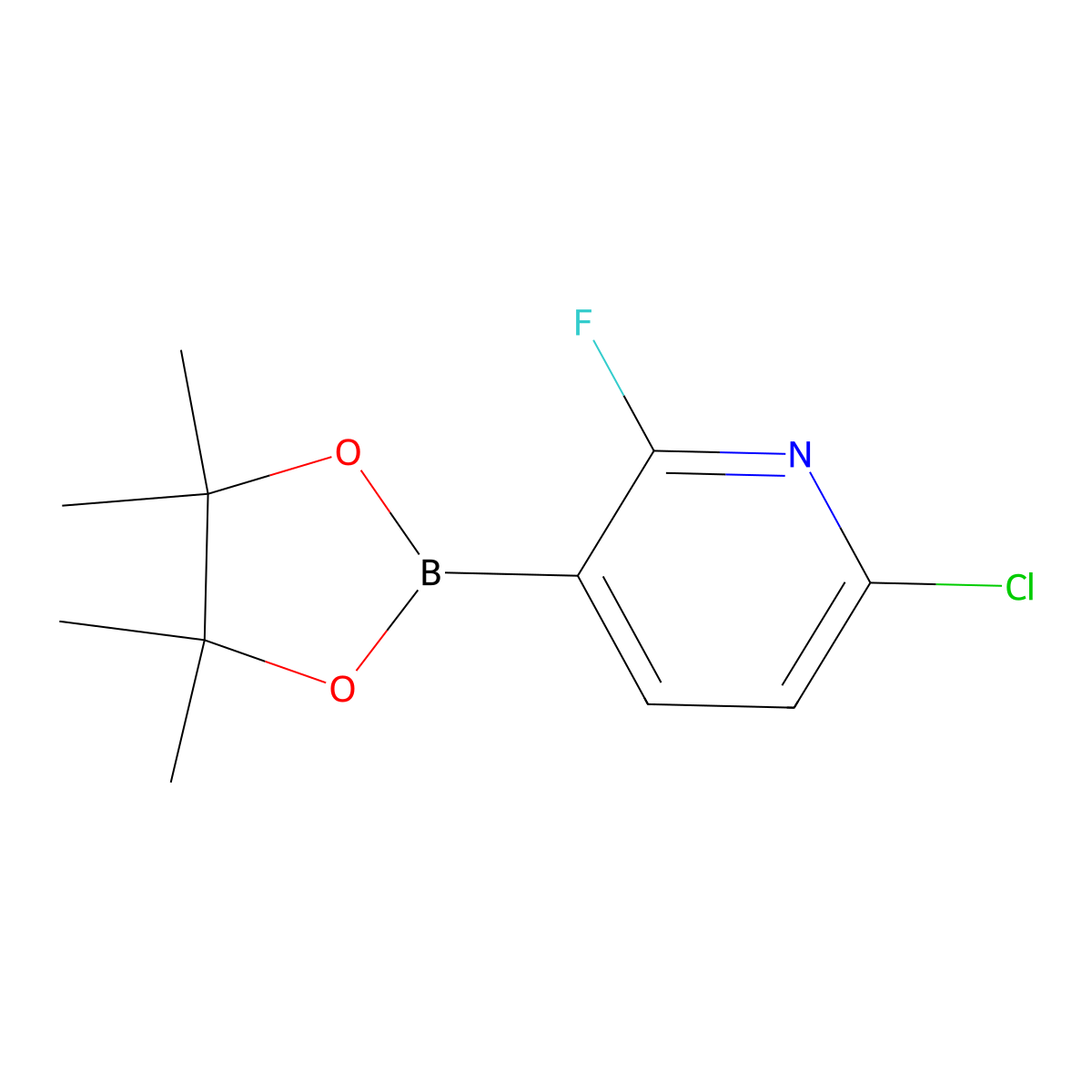 6-Chloro-2-fluoro-3-(4,4,5,5-tetramethyl-1,3,2-dioxaborolan-2-yl)pyridine molecular structure, CAS 1628524-89-9