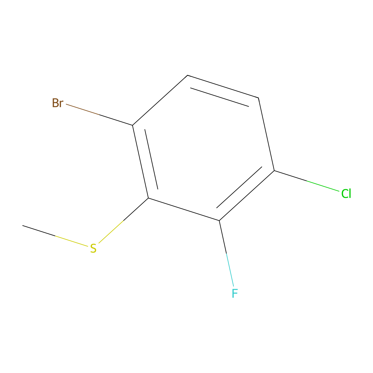 1-Bromo-4-chloro-3-fluoro-2-(methylsulfanyl)benzene molecular structure, CAS 1628524-92-4
