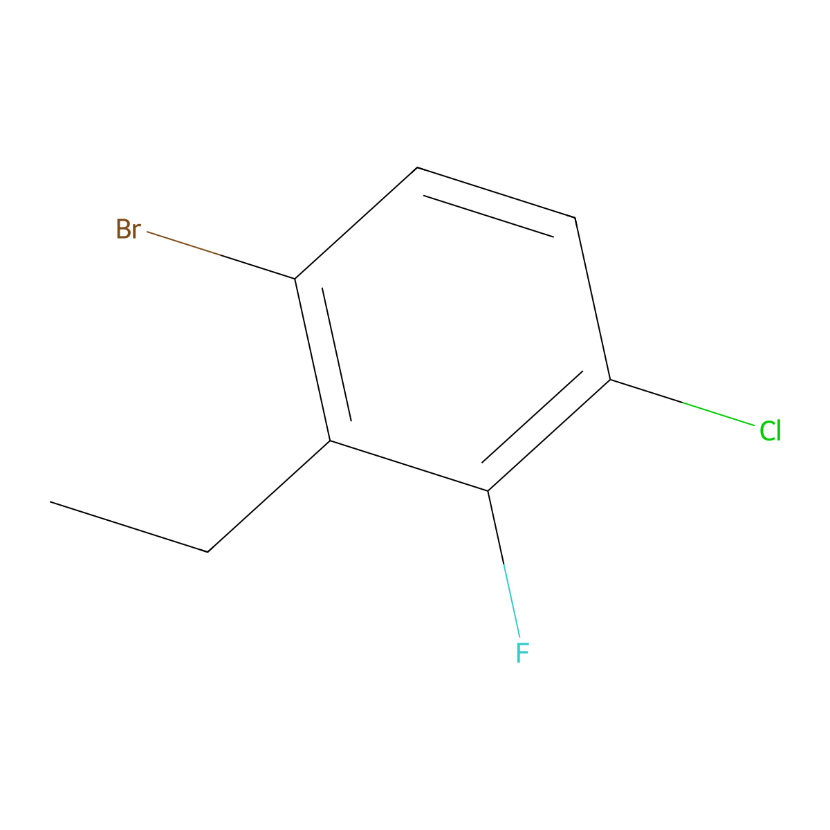 1-Bromo-4-chloro-2-ethyl-3-fluorobenzene molecular structure, CAS 1628524-93-5