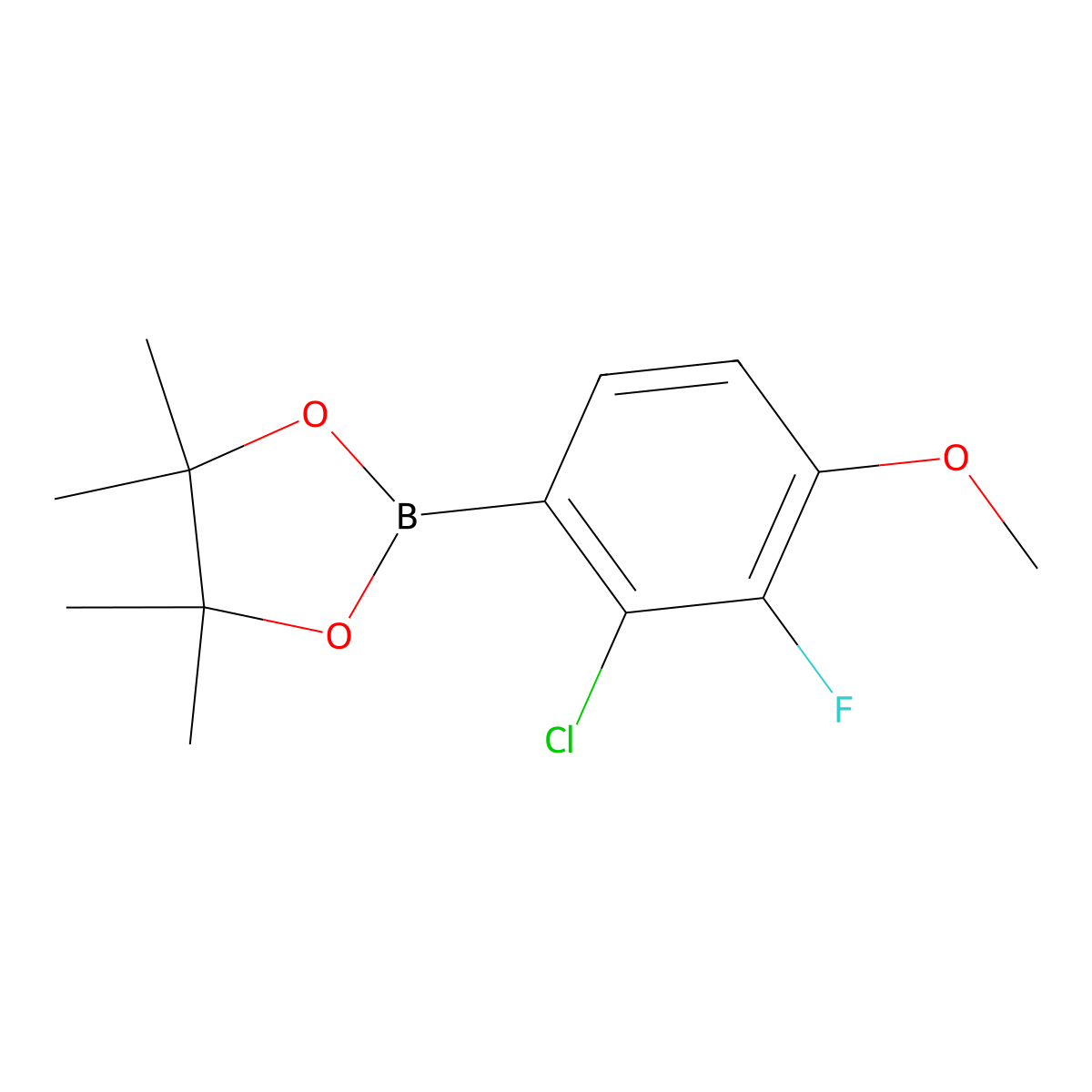 2-(2-Chloro-3-fluoro-4-methoxyphenyl)-4,4,5,5-tetramethyl-1,3,2-dioxaborolane molecular structure, CAS 1628524-97-9