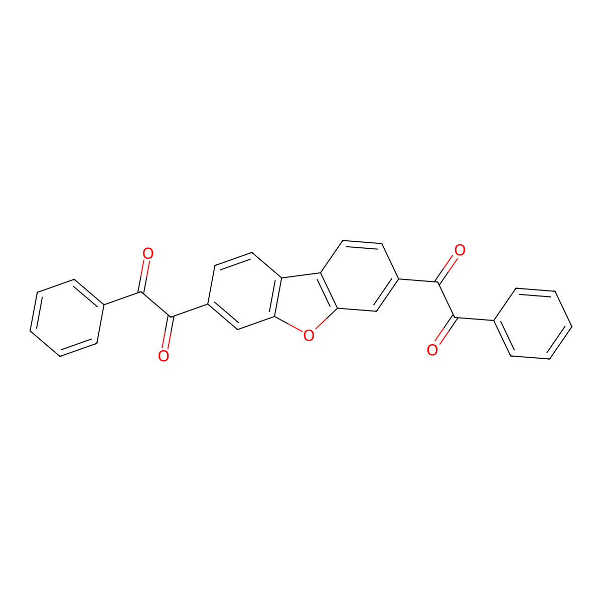 Ethanedione, 1,1a(2)-(3,7-dibenzofurandiyl)bis[2-phenyl- molecular structure, CAS 162853-60-3
