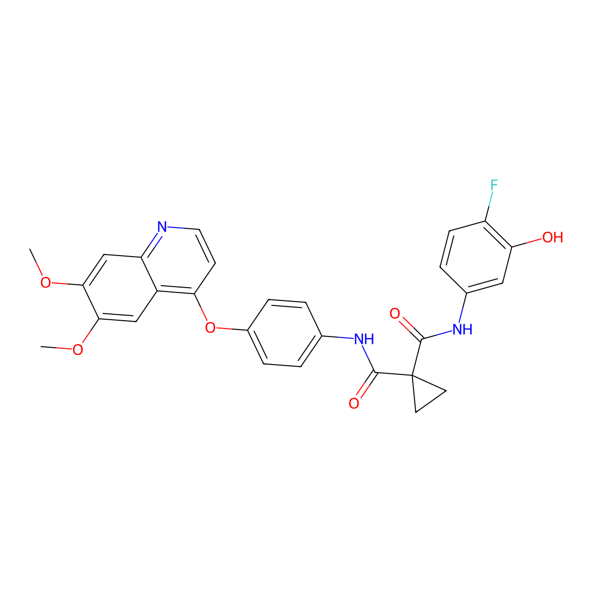 N-(4-((6,7-Dimethoxyquinolin-4-yl)oxy)phenyl)-N-(4-fluoro-3-hydroxyphenyl)cyclopropane-1,1-dicarboxamide molecular structure, CAS 1628530-41-5
