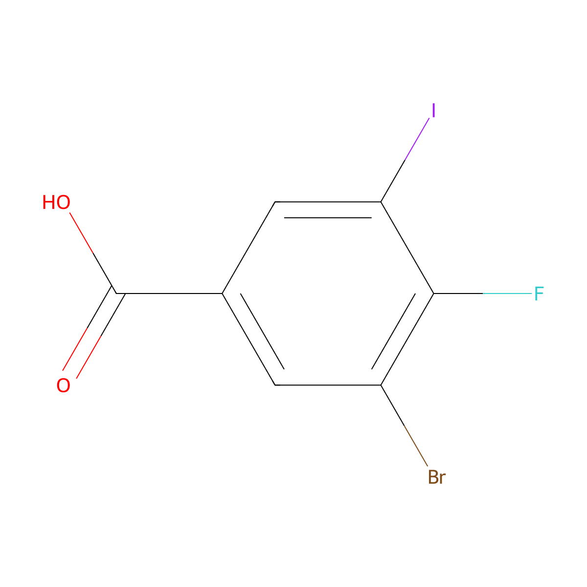 3-Bromo-4-fluoro-5-iodobenzoic acid molecular structure, CAS 1628539-97-8