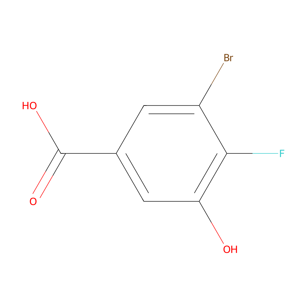 3-Bromo-4-fluoro-5-hydroxybenzoic acid molecular structure, CAS 1628539-98-9