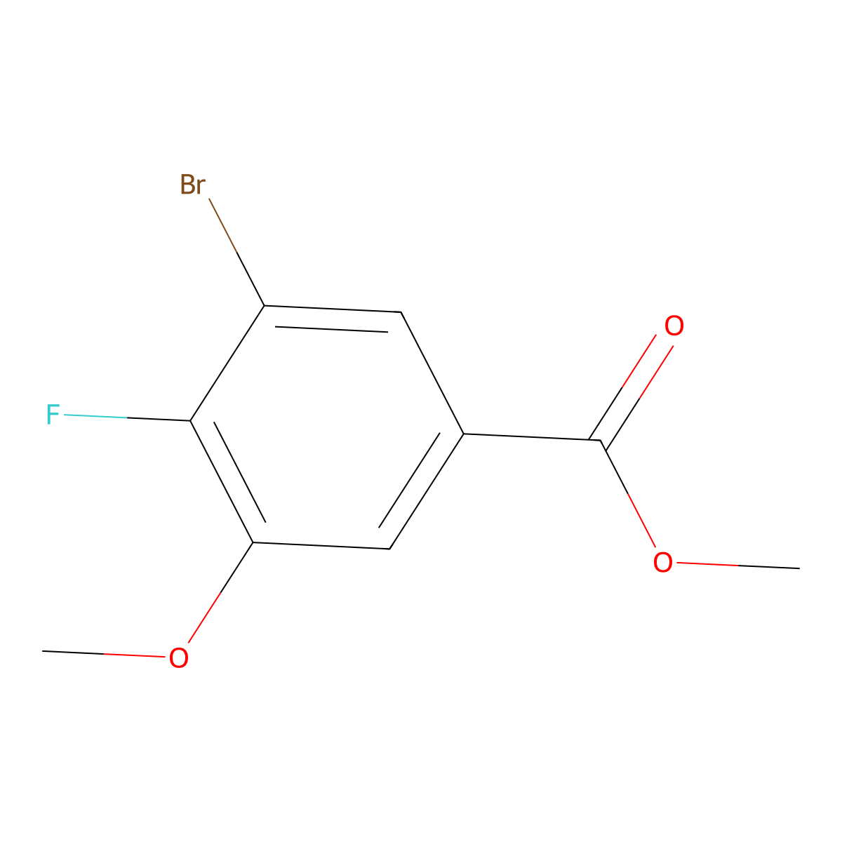 Methyl 3-bromo-4-fluoro-5-methoxybenzoate molecular structure, CAS 1628539-99-0