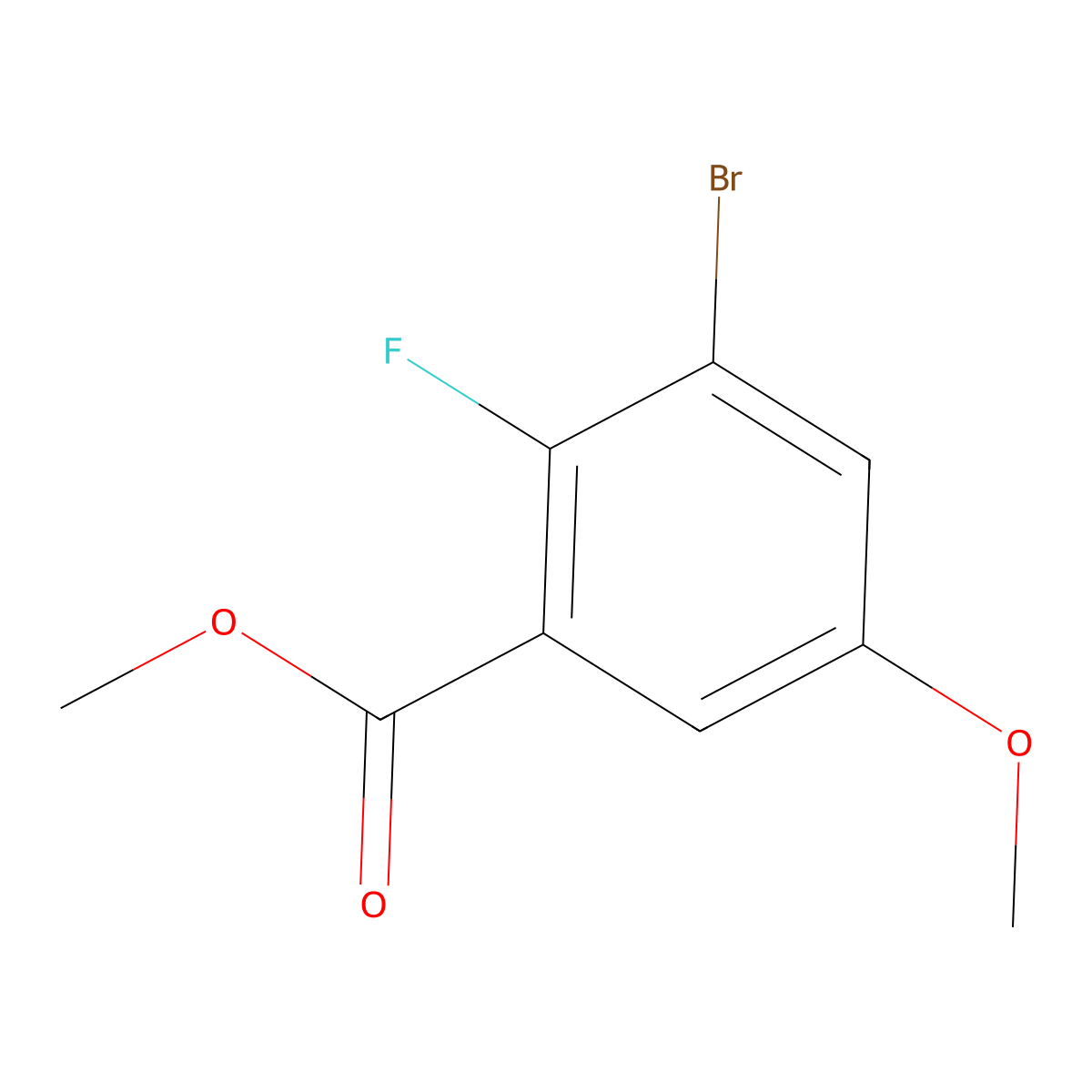 Methyl 3-bromo-2-fluoro-5-methoxybenzoate molecular structure, CAS 1628540-02-2