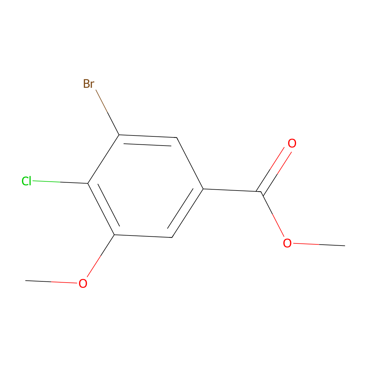 Methyl 3-bromo-4-chloro-5-methoxybenzoate molecular structure, CAS 1628540-03-3