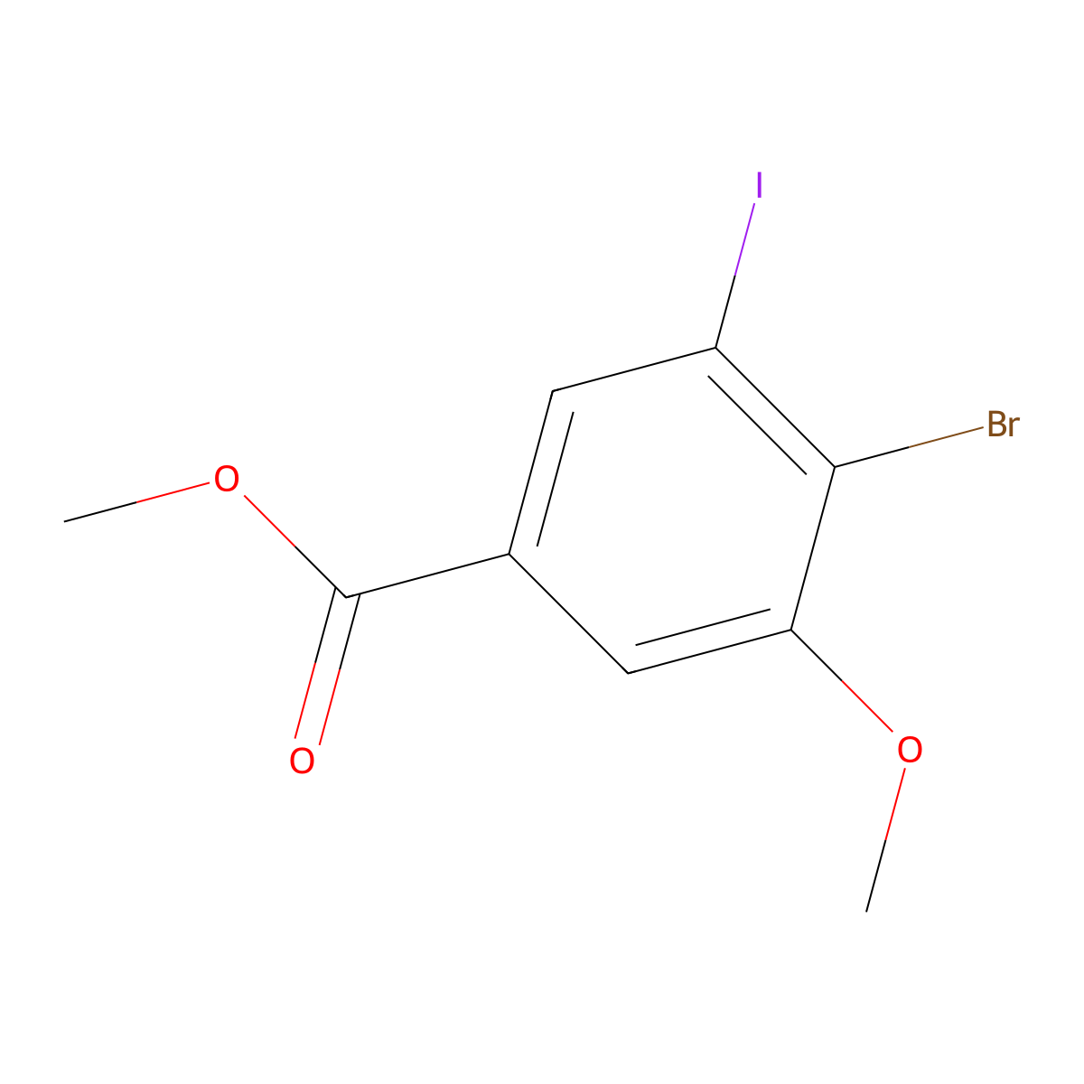 Methyl 4-bromo-3-iodo-5-methoxybenzoate molecular structure, CAS 1628540-06-6
