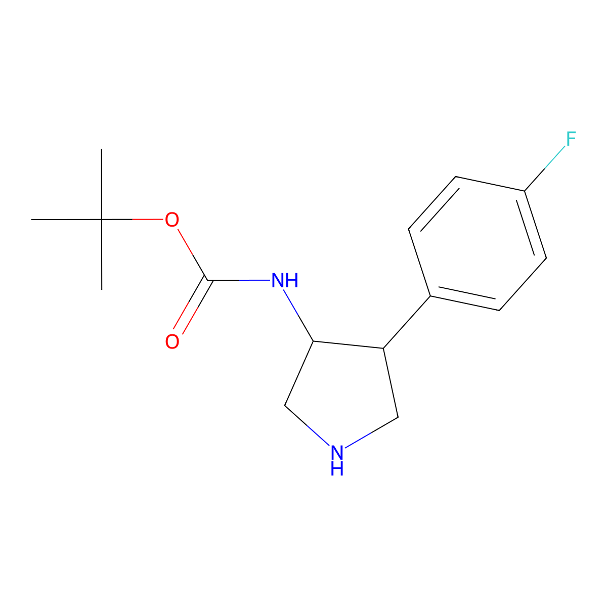 rac-tert-butyl N-[(3R,4S)-4-(4-fluorophenyl)pyrrolidin-3-yl]carbamate molecular structure, CAS 1628549-64-3