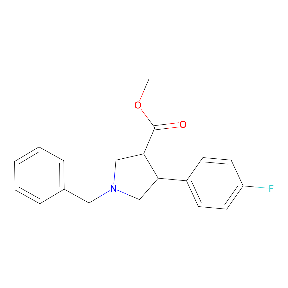 Methyl DL-(3S,4R)-1-benzyl-4-(4-fluorophenyl)pyrrolidine-3-carboxylate molecular structure, CAS 1628555-75-8