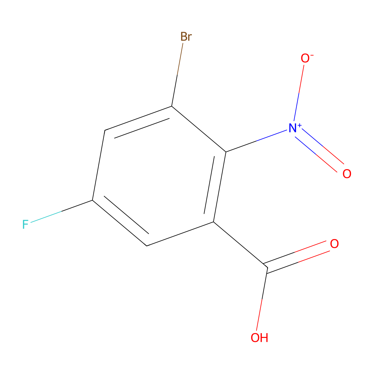 3-Bromo-5-fluoro-2-nitrobenzoic acid molecular structure, CAS 1628556-99-9