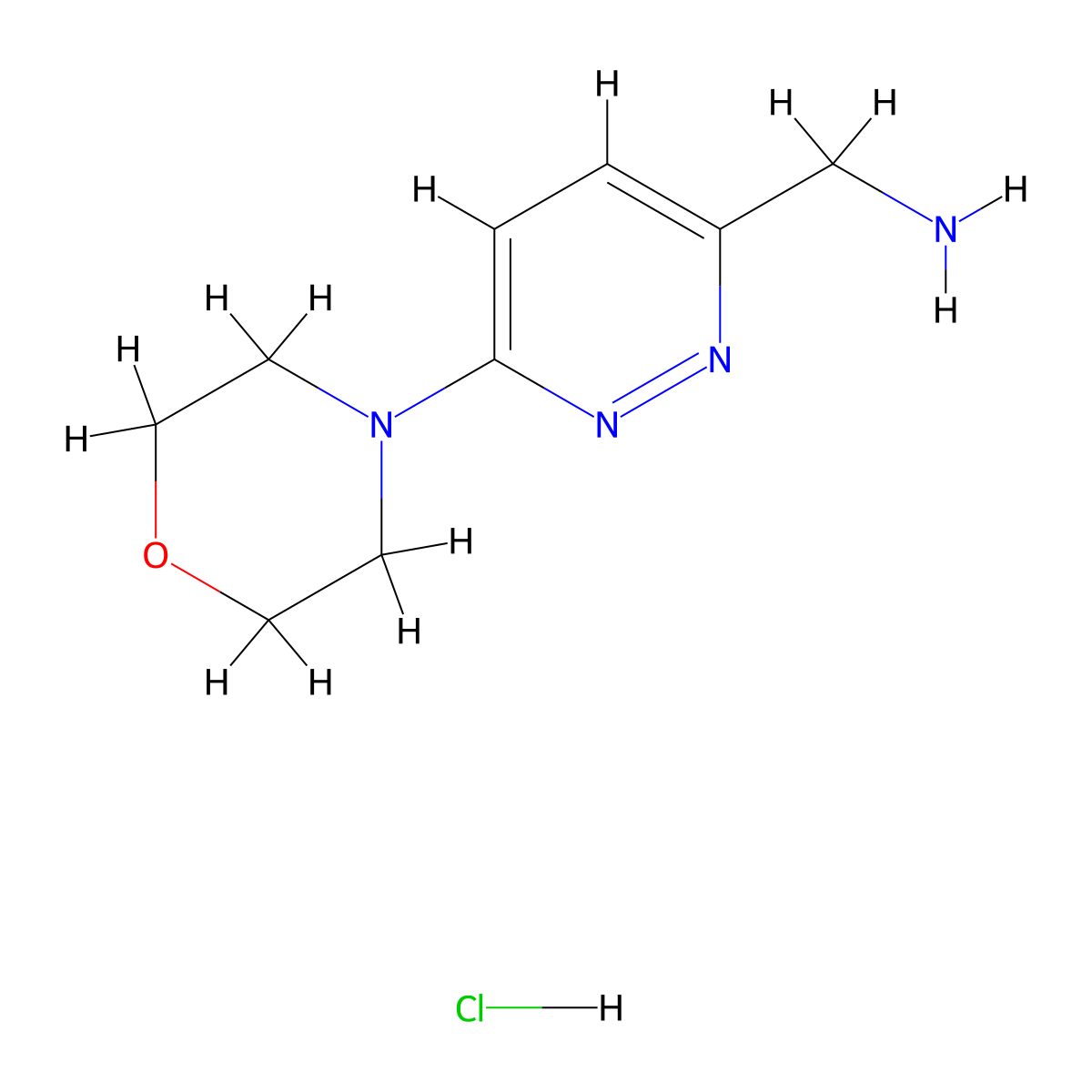 (6-Morpholinopyridazin-3-yl)methanamine hydrochloride molecular structure, CAS 1628557-00-5