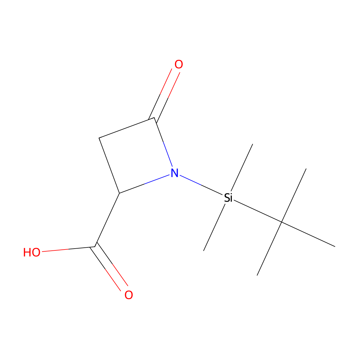 (R)-1-(tert-Butyldimethylsilyl)-4-oxoazetidine-2-carboxylic acid molecular structure, CAS 162856-35-1