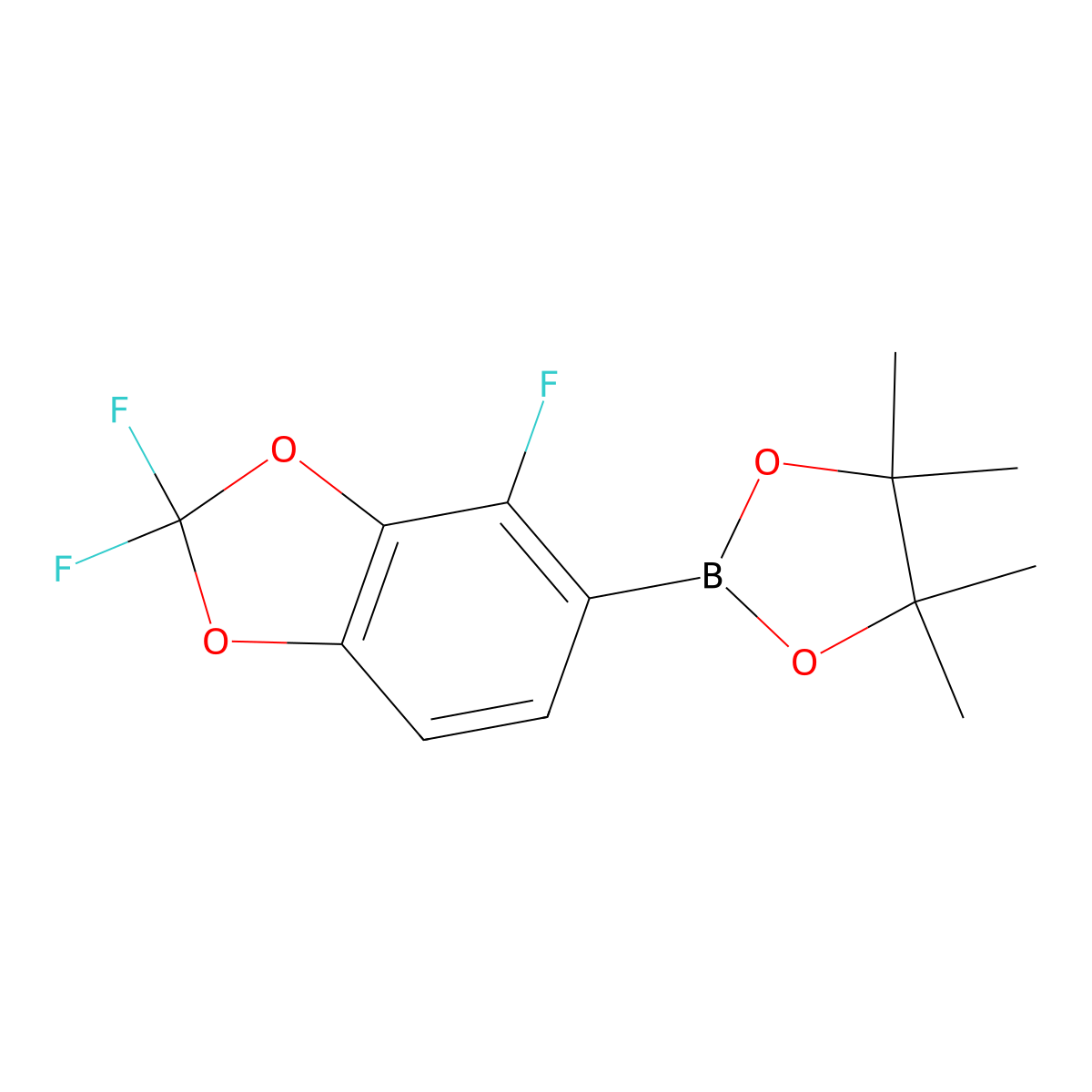4,4,5,5-Tetramethyl-2-(2,2,4-trifluorobenzo[d][1,3]dioxol-5-yl)-1,3,2-dioxaborolane molecular structure, CAS 1628572-53-1