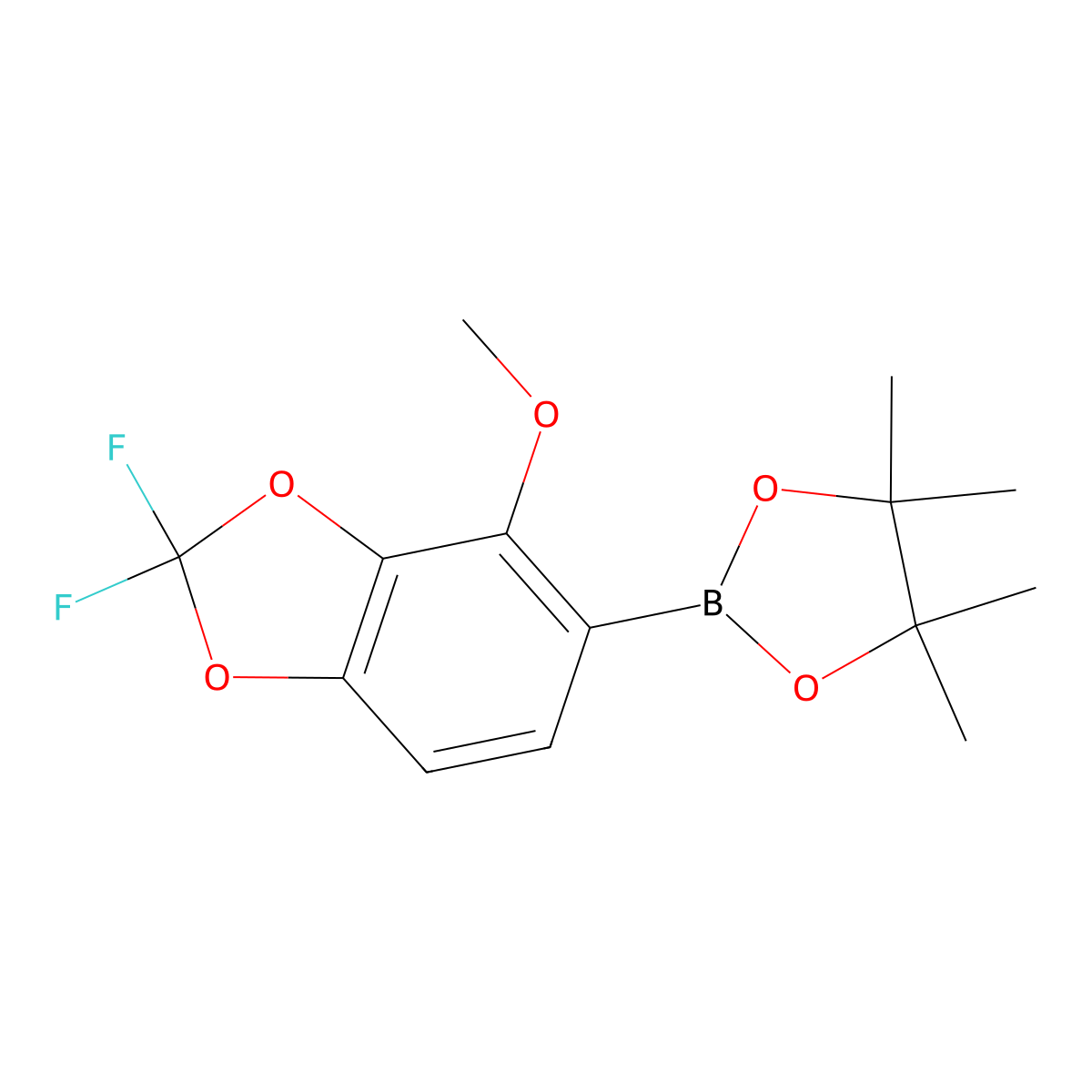 2-(2,2-Difluoro-4-methoxy-1,3-benzodioxol-5-yl)-4,4,5,5-tetramethyl-1,3,2-dioxaborolane molecular structure, CAS 1628572-60-0