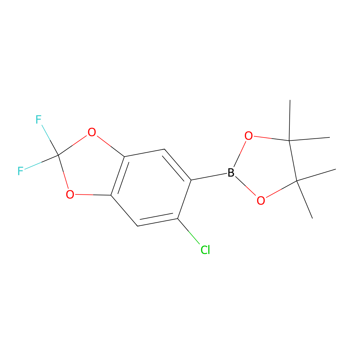 2-(6-Chloro-2,2-difluorobenzo[d][1,3]dioxol-5-yl)-4,4,5,5-tetramethyl-1,3,2-dioxaborolane molecular structure, CAS 1628572-71-3