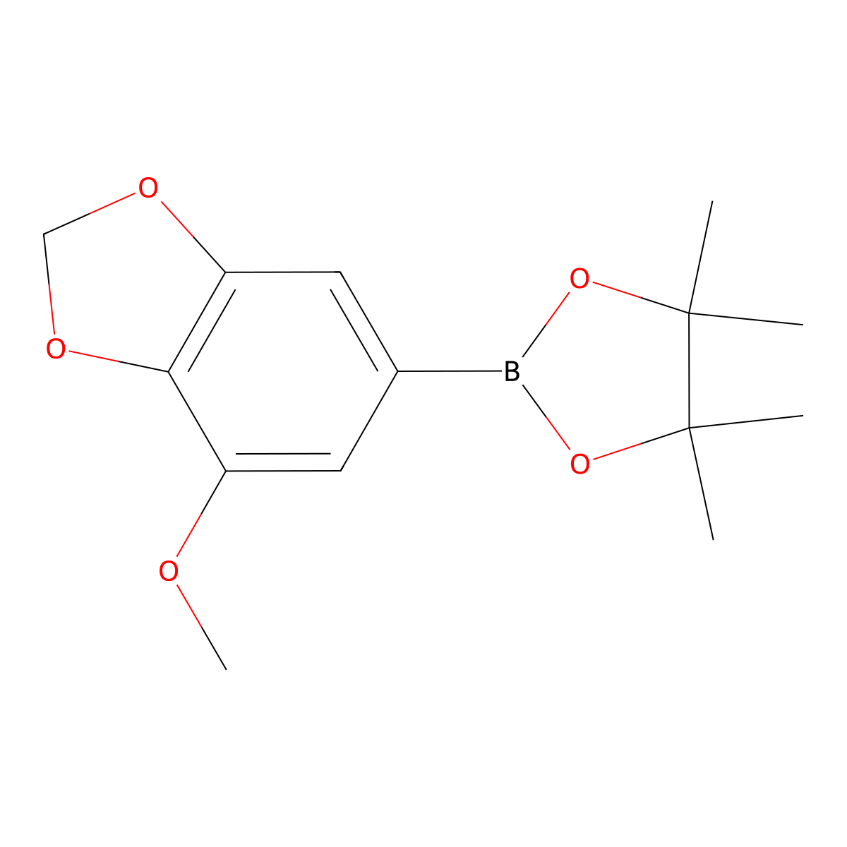 2-(7-Methoxy-1,3-dioxaindan-5-yl)-4,4,5,5-tetramethyl-1,3,2-dioxaborolane molecular structure, CAS 1628572-72-4