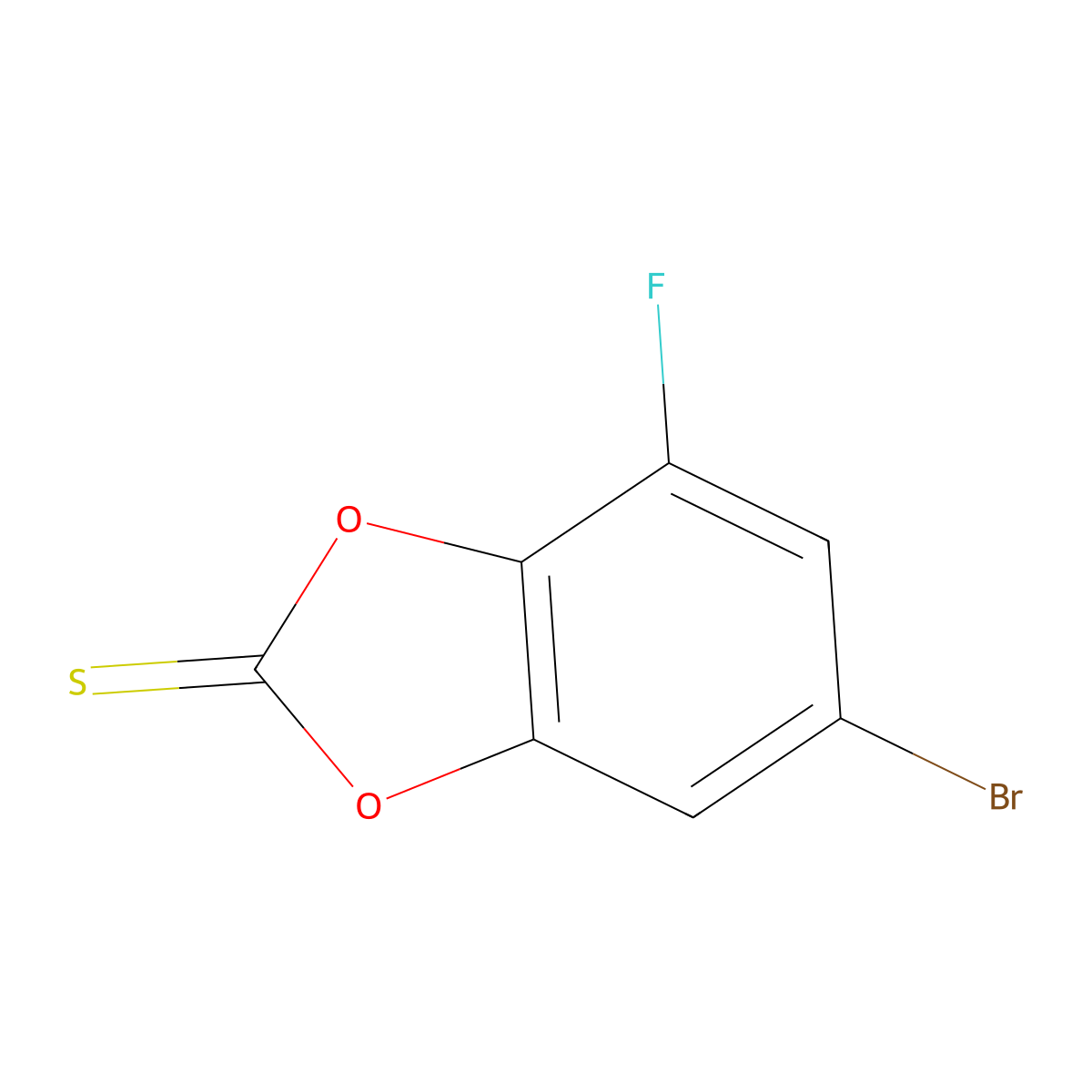 6-Bromo-4-fluorobenzo[d][1,3]dioxole-2-thione molecular structure, CAS 1628572-73-5