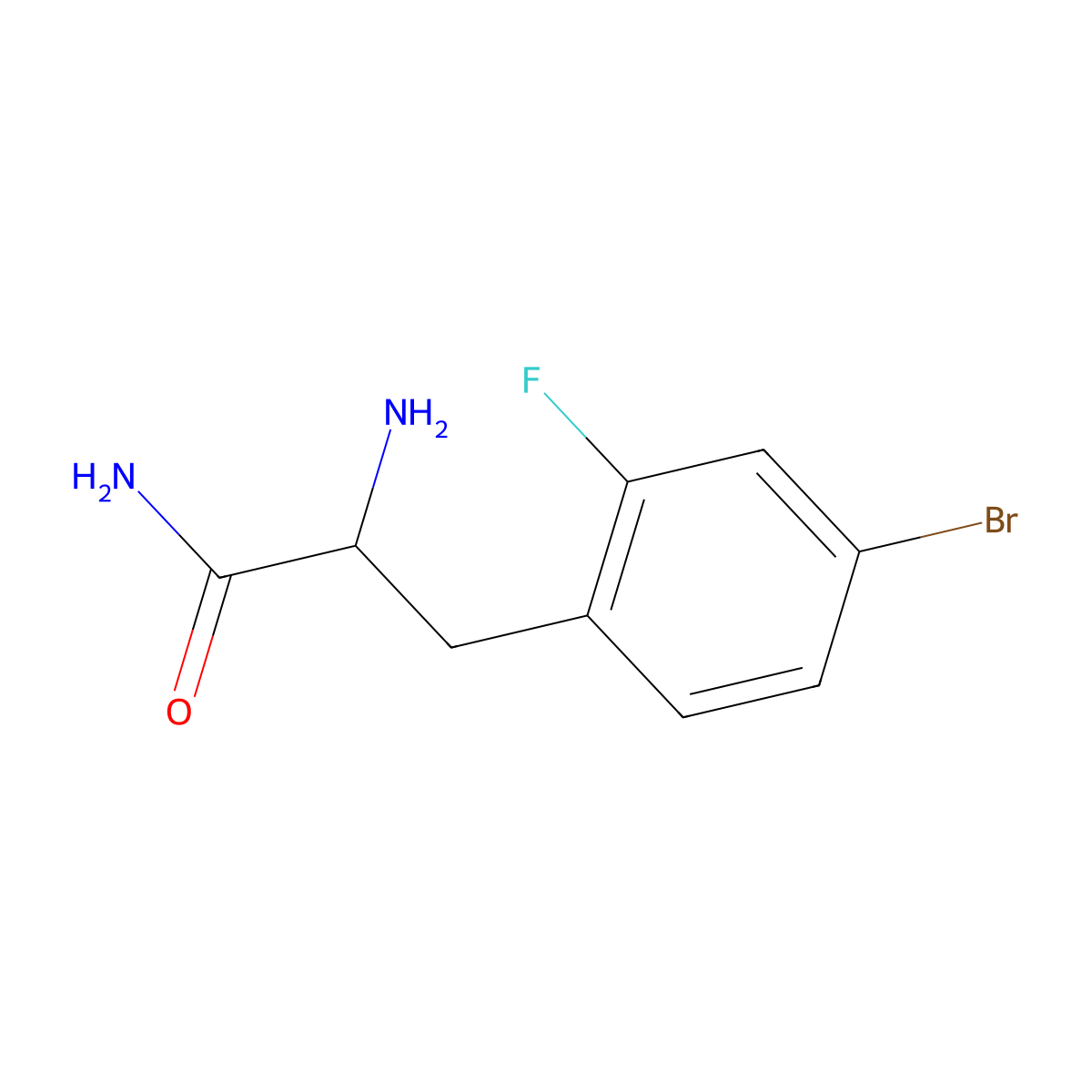 (2S)-2-Amino-3-(4-bromo-2-fluoro-phenyl)propanamide molecular structure, CAS 1628604-21-6