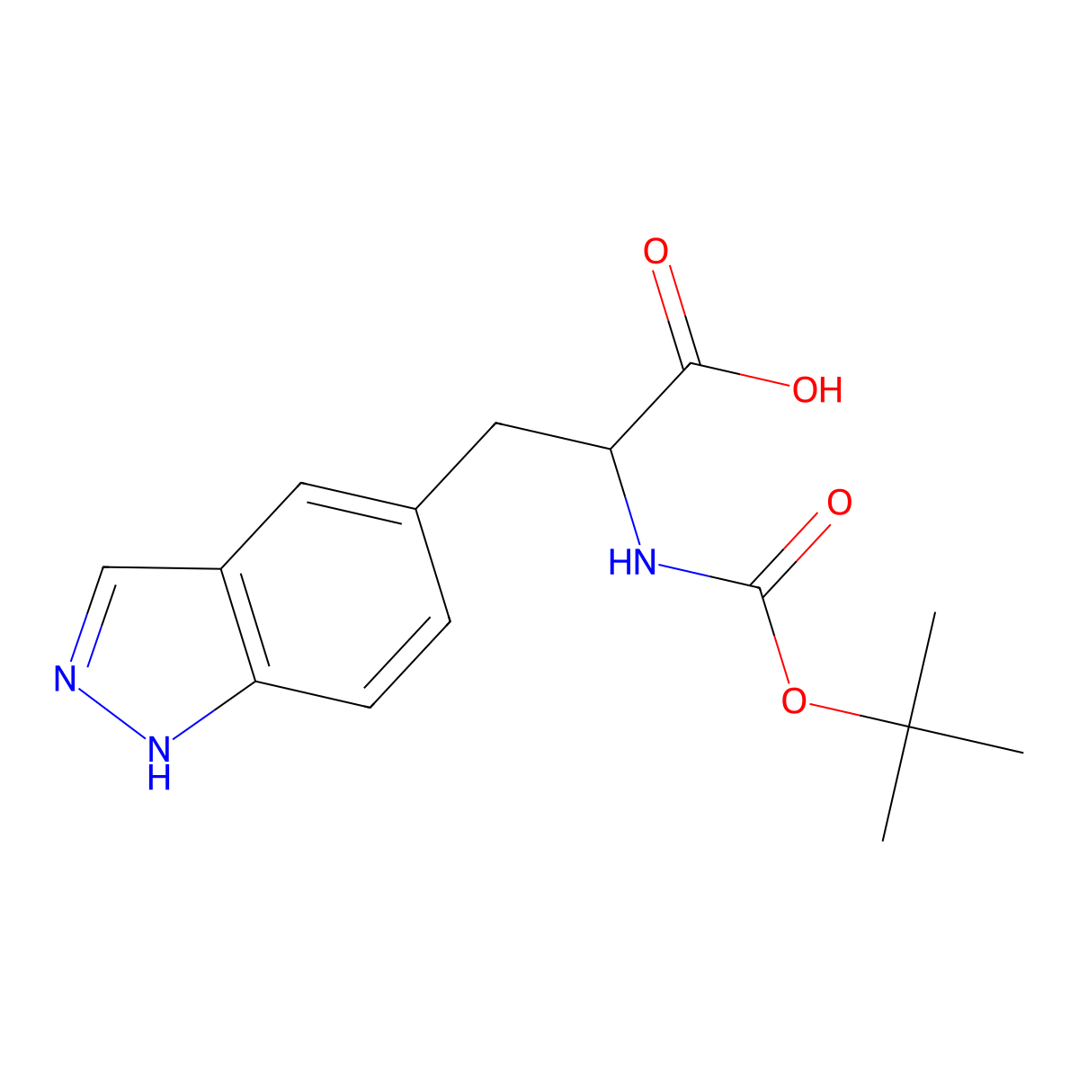 2-(Tert-butoxycarbonylamino)-3-(1H-indazol-5-YL)propanoic acid molecular structure, CAS 1628604-25-0