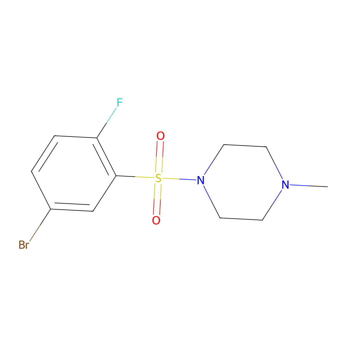 1-((5-Bromo-2-fluorophenyl)sulfonyl)-4-methylpiperazine molecular structure, CAS 1628604-33-0