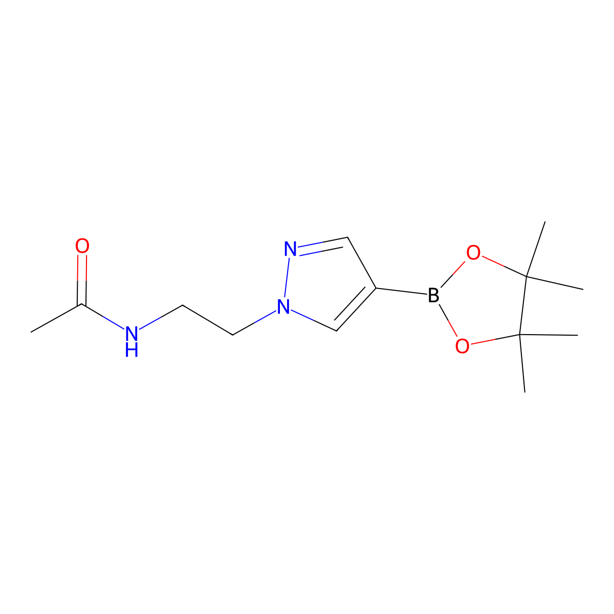 N-[2-[4-(4,4,5,5-tetramethyl-1,3,2-dioxaborolan-2-yl)pyrazol-1-yl]ethyl]acetamide molecular structure, CAS 1628604-51-2