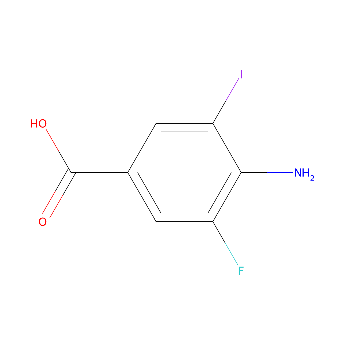 4-Amino-3-fluoro-5-iodobenzoic acid molecular structure, CAS 1628604-94-3