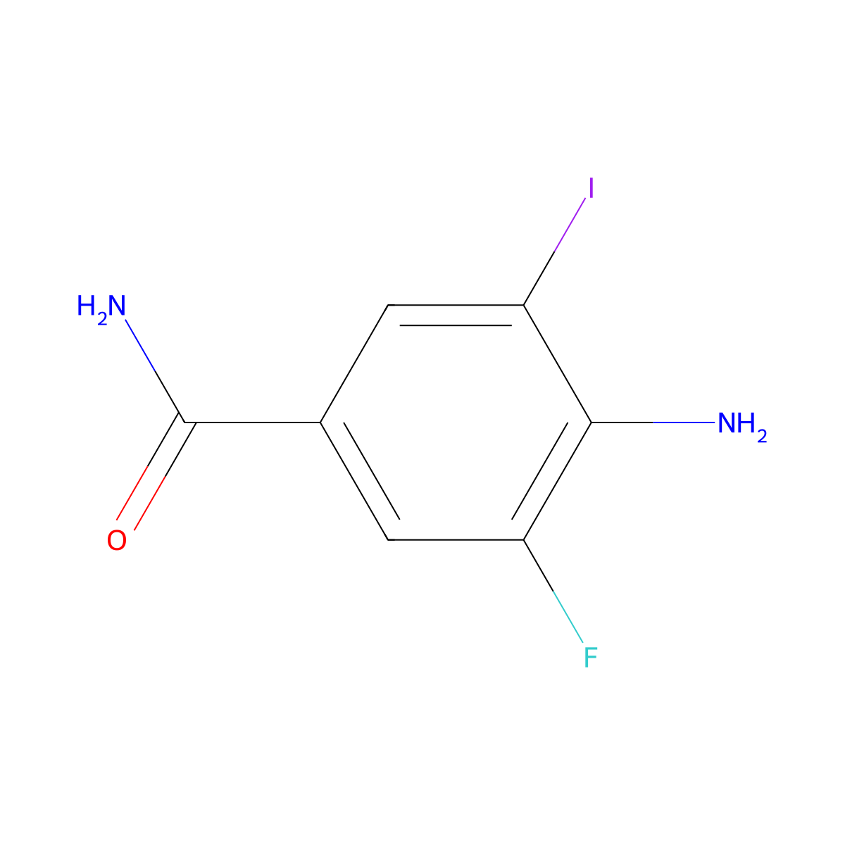 4-Amino-3-fluoro-5-iodobenzamide molecular structure, CAS 1628604-95-4