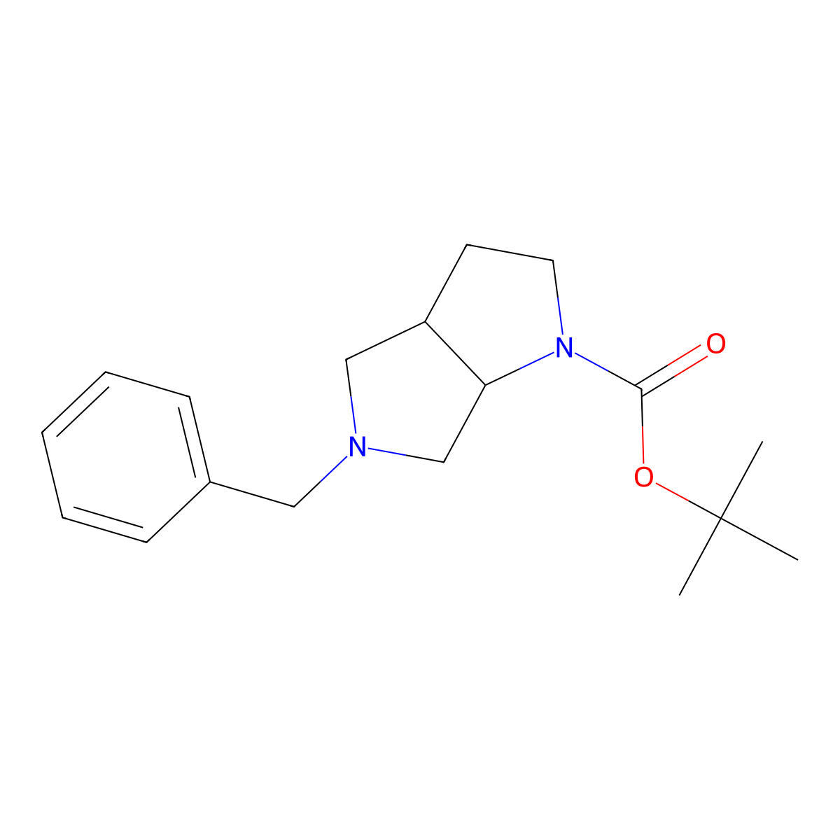 Pyrrolo[3,4-b]pyrrole-1(2H)-carboxylic acid, hexahydro-5-(phenylmethyl)-, 1,1-dimethylethyl ester molecular structure, CAS 1628604-99-8
