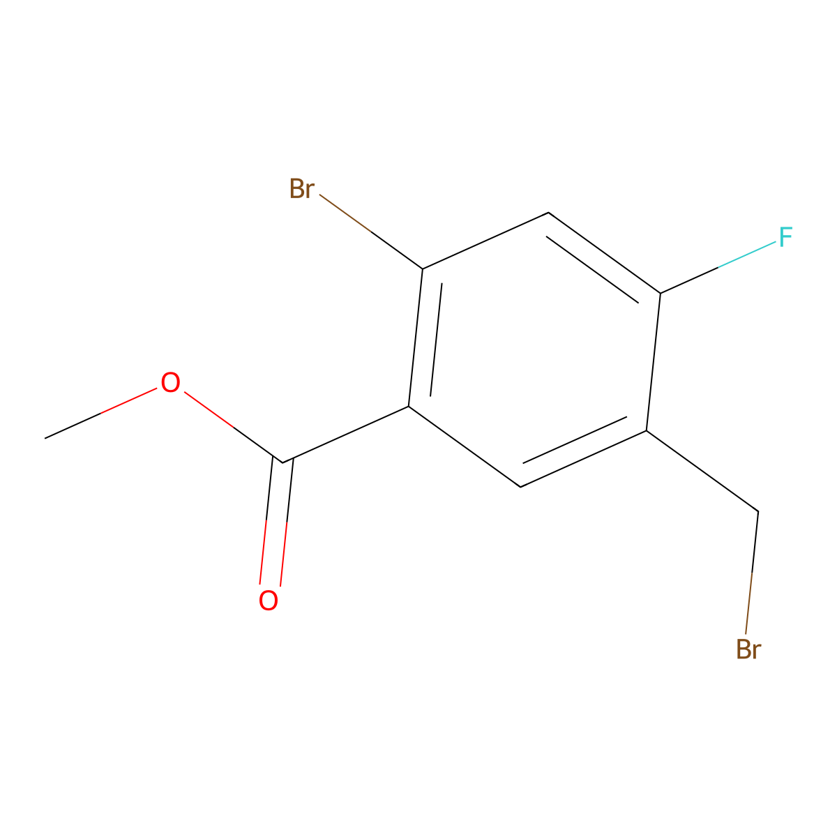 Methyl 2-bromo-5-(bromomethyl)-4-fluorobenzoate molecular structure, CAS 1628605-15-1