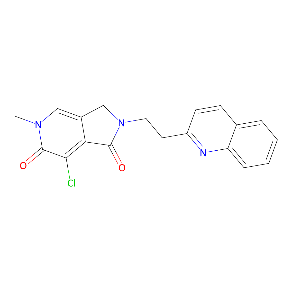 7-Chloro-5-methyl-2-(2-(quinolin-2-YL)ethyl)-2,3-dihydro-1H-pyrrolo[3,4-C]pyridine-1,6(5H)-dione molecular structure, CAS 1628618-33-6