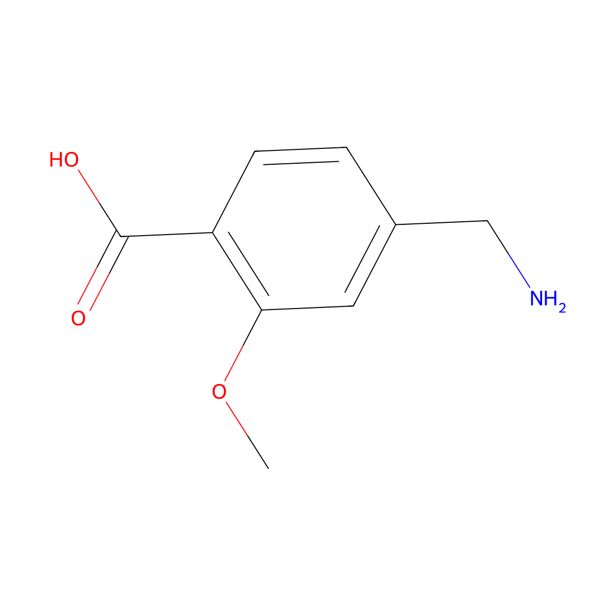 4-(Aminomethyl)-2-methoxybenzoic acid molecular structure, CAS 1628630-74-9