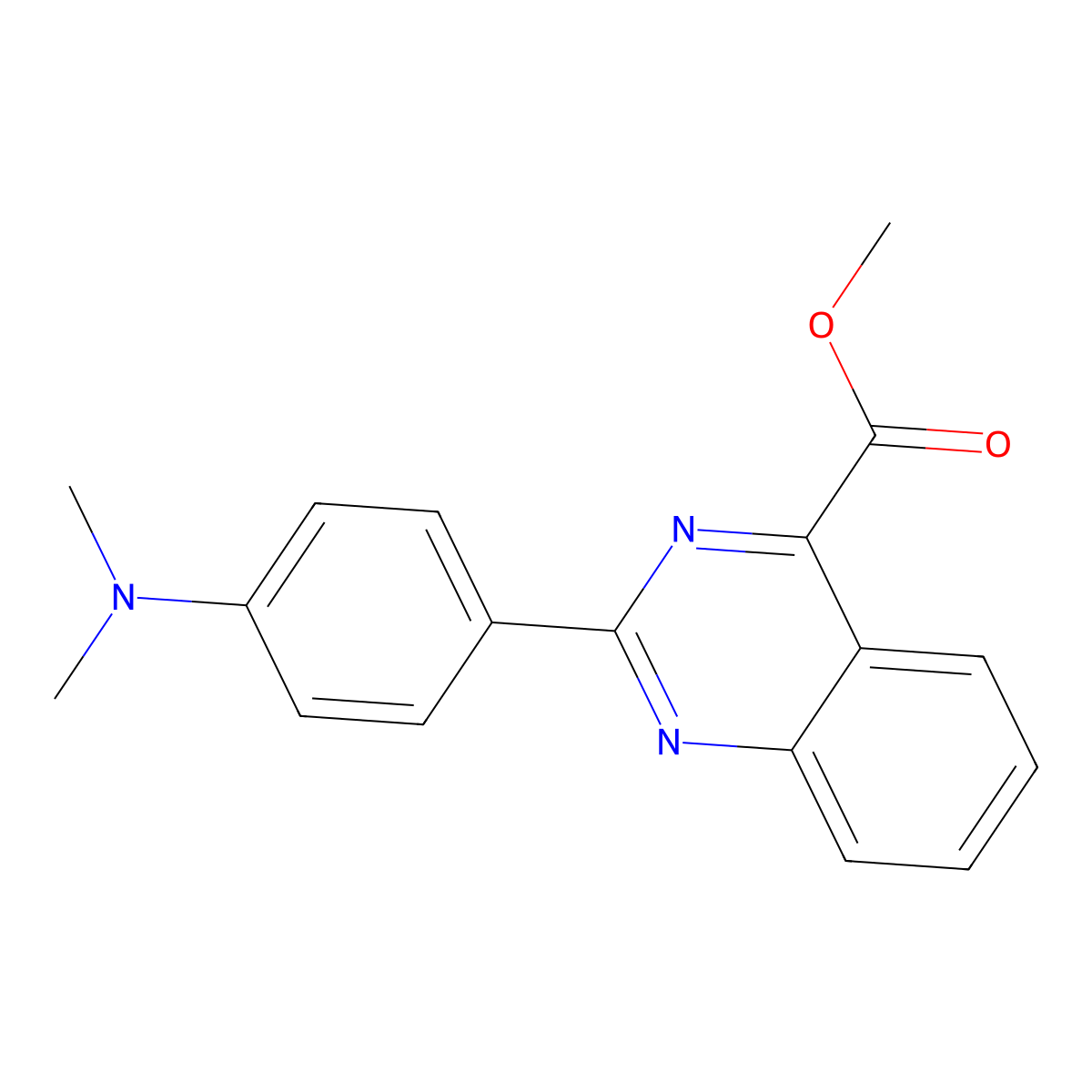 Methyl 2-(4-(dimethylamino)phenyl)quinazoline-4-carboxylate molecular structure, CAS 1628638-42-5