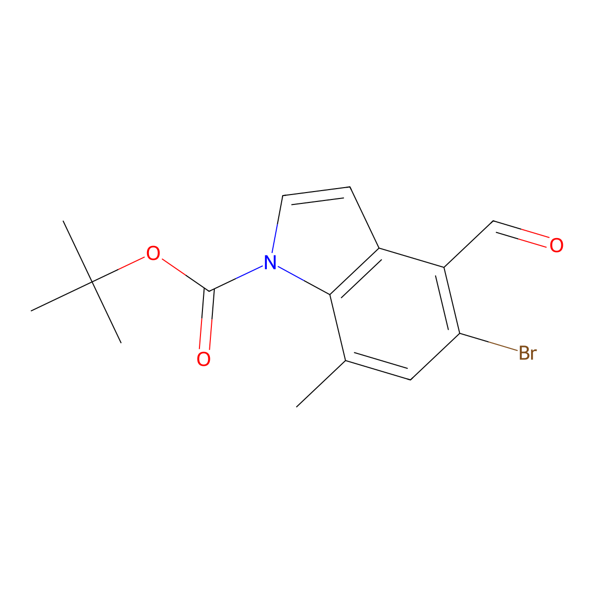 Tert-butyl 5-bromo-4-formyl-7-methyl-indole-1-carboxylate molecular structure, CAS 1628640-26-5