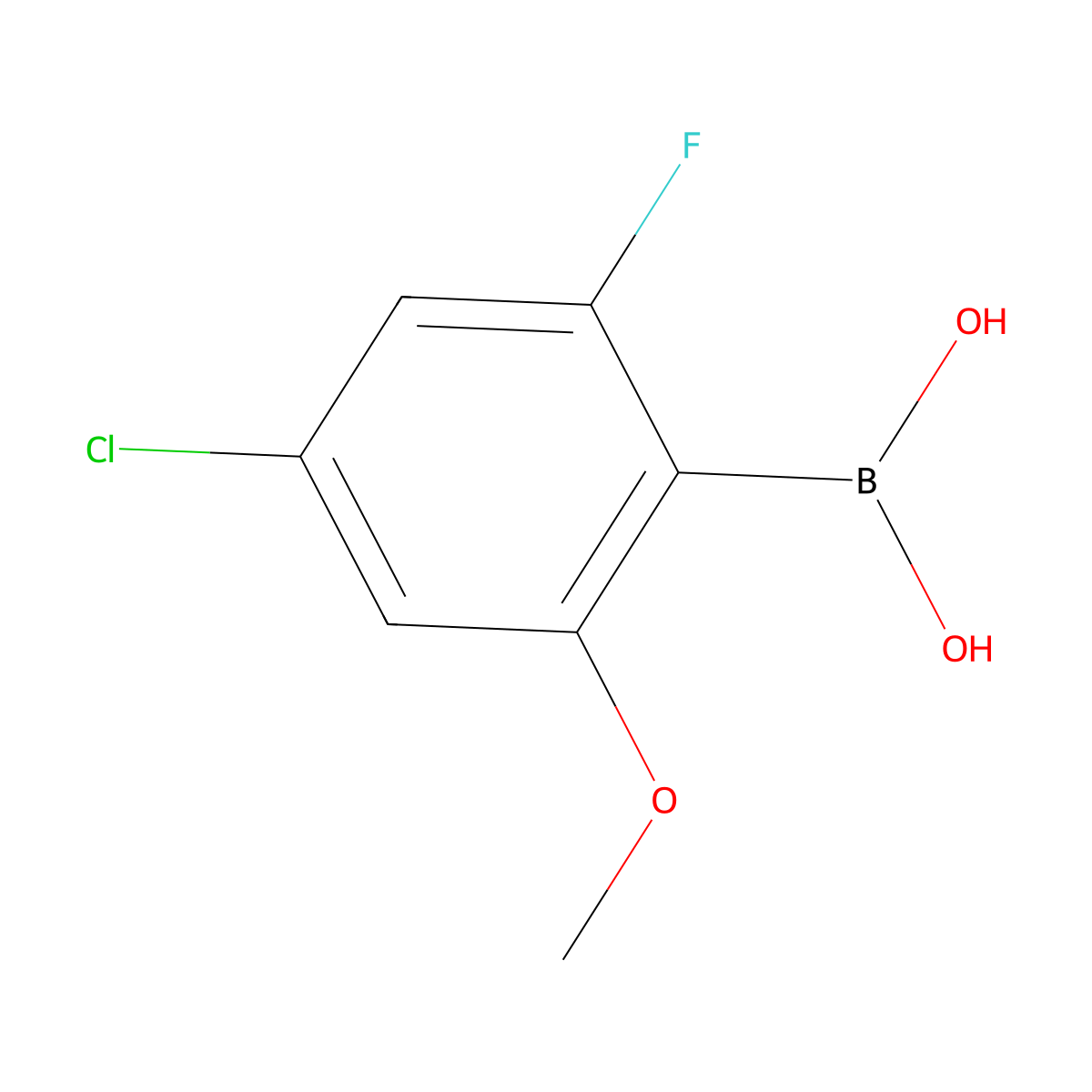 (4-Chloro-2-fluoro-6-methoxyphenyl)boronic acid molecular structure, CAS 1628684-10-5