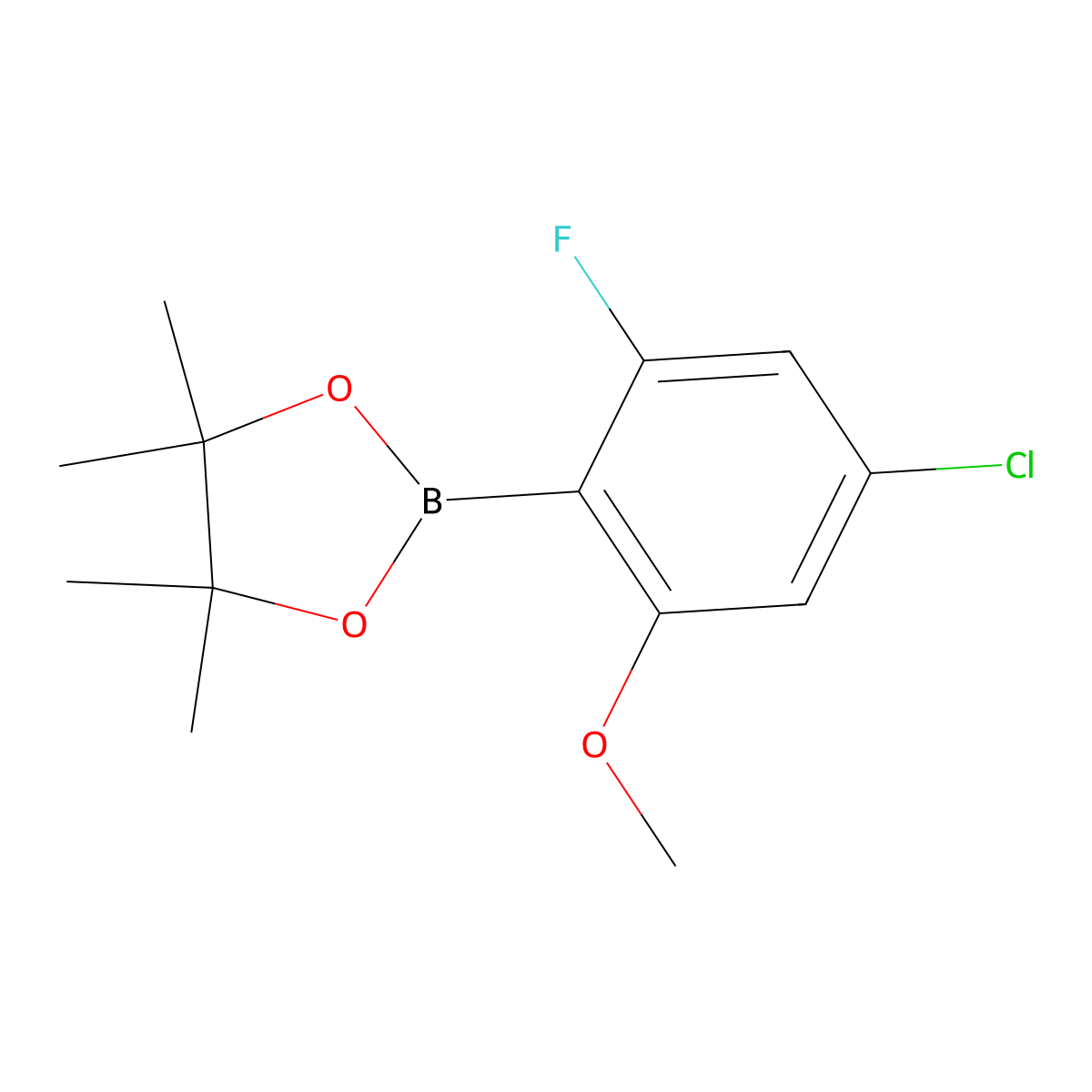 2-(4-Chloro-2-fluoro-6-methoxyphenyl)-4,4,5,5-tetramethyl-1,3,2-dioxaborolane molecular structure, CAS 1628684-11-6