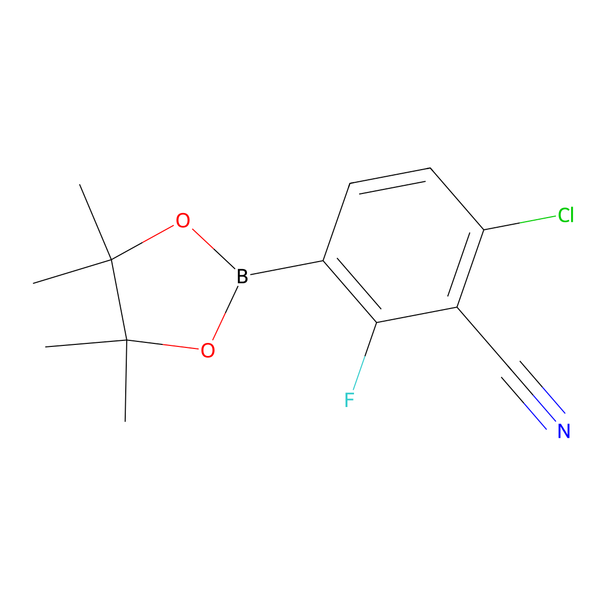 6-Chloro-2-fluoro-3-(tetramethyl-1,3,2-dioxaborolan-2-yl)benzonitrile molecular structure, CAS 1628684-14-9
