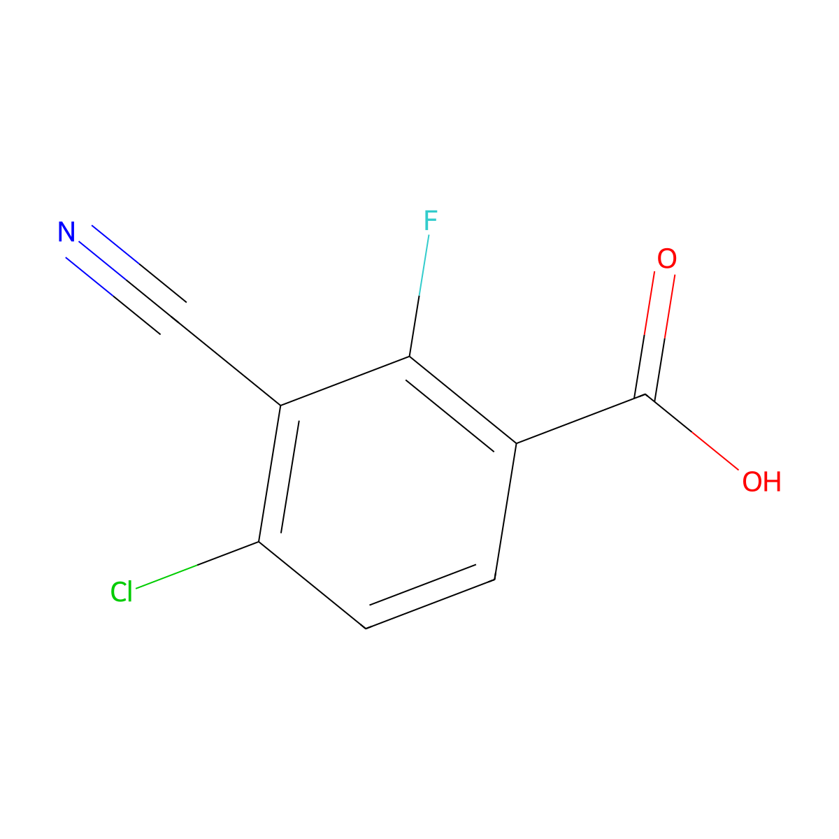 4-Chloro-3-cyano-2-fluorobenzoic acid molecular structure, CAS 1628684-15-0