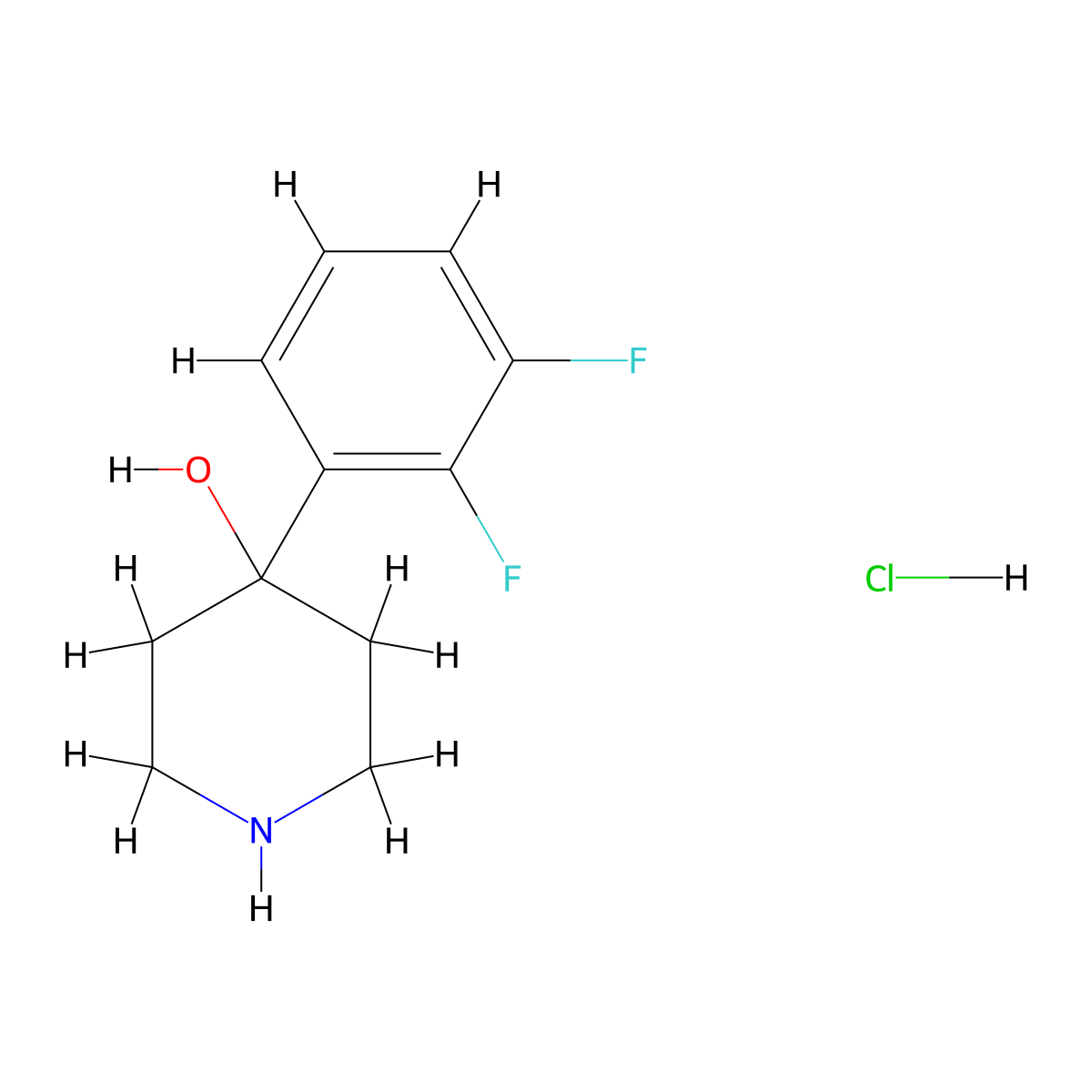 4-(2,3-Difluorophenyl)piperidin-4-ol hydrochloride molecular structure, CAS 1628689-12-2