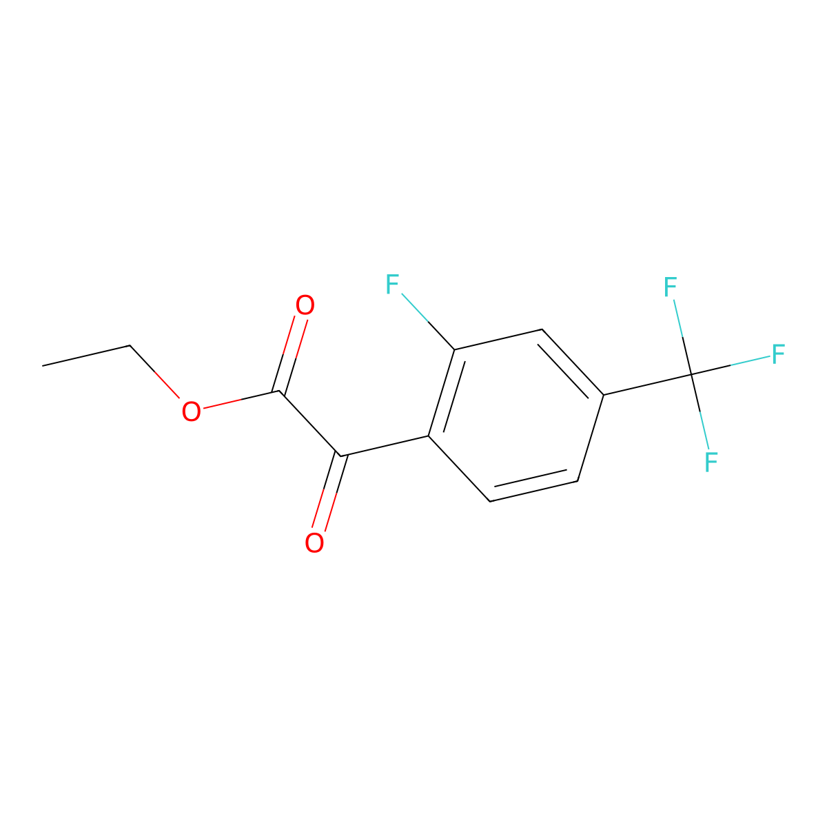 Ethyl 2-(2-fluoro-4-(trifluoromethyl)phenyl)-2-oxoacetate molecular structure, CAS 1628697-13-1