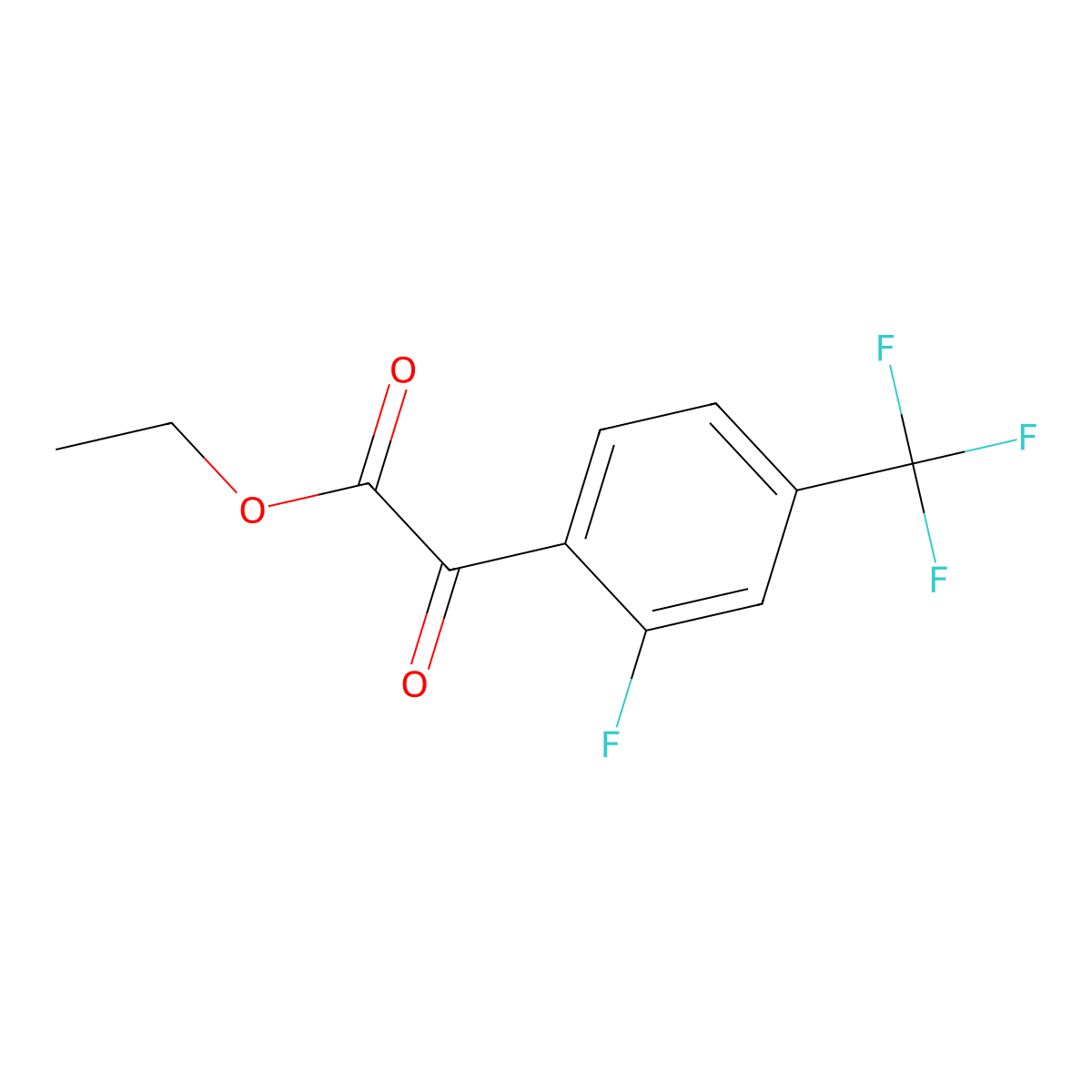 Ethyl 2-(2-fluoro-4-(trifluoromethyl)phenyl)-2-oxoacetate molecular structure, CAS 1628697-13-1