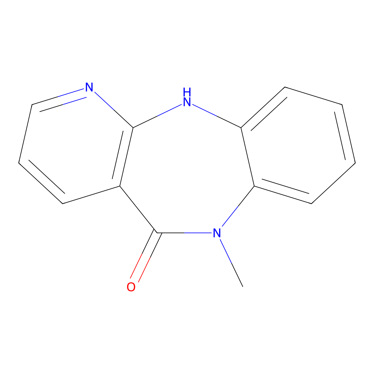 5H-Pyrido(2,3-b)(1,5)benzodiazepin-5-one, 6,11-dihydro-6-methyl- molecular structure, CAS 16287-28-8